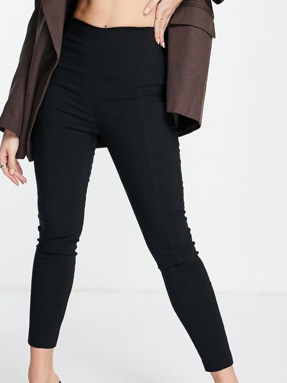 ASOS Black High-Waist Skinny Ponte Pants